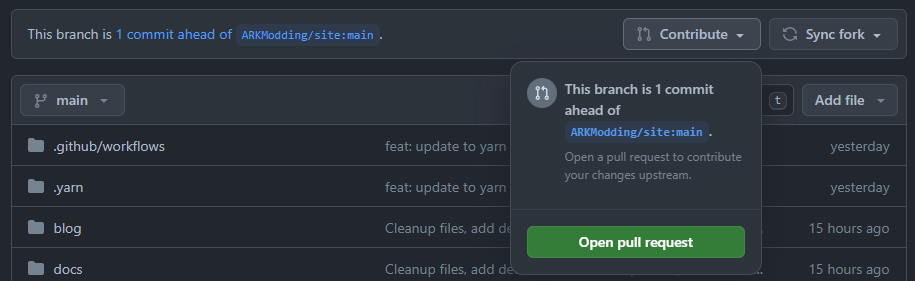 Open Pull Request Button